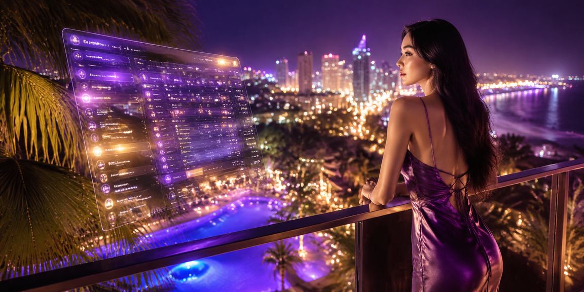 Cảnh neon về đêm tại Mũi Né với không khí betting sôi động